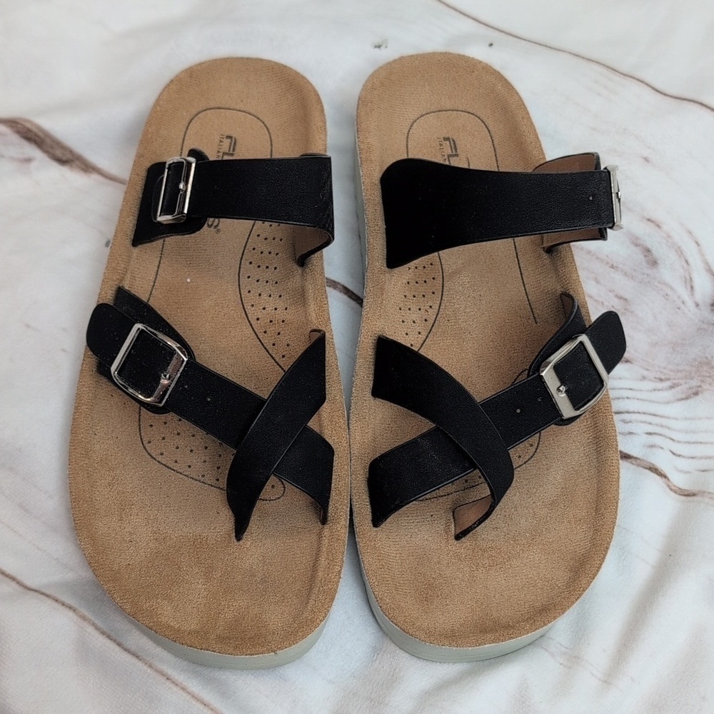 Flexus by Spring Step Italian Comfort Black Buckle Bayside Sandal size 9 or 38 - Picture 1 of 8